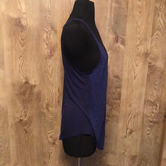 Navy Blue Sequin Scoop Neck Tank Top - Picture 4 of 11